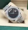 Mens Luxury Watches Diamond Bezel Stainless Steel 41mm DayDate Green Black Dial Asai 2813 Mekanisk automatisk mode -armbandsur233p