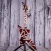 Edward Van Halen Gestreepte Serie Shark Satin Urethane Bourgondië Zilveren Strepen Elektrische Gitaar Chrome Eye Hooks W / Turnbuckles, Vlecht Draad