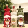 Decorazioni natalizie di cartoni animati creativi per la casa ricamo in tela da arco angola bottiglia per bottiglie di vino set di cover per la borsa da regalo di Natale FY7170