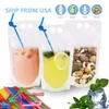 Självförsäljad transparent plastskal halmmjölk för 500 ml stil dryck juice för handtag dhl dryck förpackningspåpa och 4 hål bbyxr