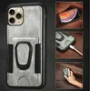 Cassa di aspirazione del magnete del supporto dell'automobile per iPhone 13 12 11 Pro Max XR XS XS x 8 7 6 6 6 SE 2020 PC + PC + Pelle + TPU + Finger Ring Defender Scheda ID Slot Copre
