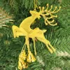 Gold Sliver ren julgran hängande bauble prydnadsfest xmas dekor hjortar med klockor festivalparty baubles320p