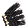 Hurtownie 1 kg 10 Brazylijski Afro Kinky Kręcone głębokie Wave Wiązki Wiązki 100% Non-Remy Ludzkie Przedłużanie Włosów Splot Natural Black Color