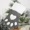 Boże Narodzenie Party Dog Cat Paw Pończochy Wiszące Skarpetki Drzewo Ornament Decor Hosiery Pluszowe Skarpety Kdis Gift Candy Torba