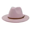 New Fashion Men Fedoras Women's Fashion Jazz Hats Leather Ribbon Flat Wide Brim Fedora