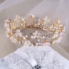 Himstory artesanal doce rosa flor redonda tiara coroas ramo casamento nupcial diadema cabelo tiaras decoração acessórios y2008078912703