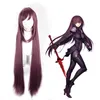 Parrucca cosplay Fate/Grand Order Scathach Capelli sintetici resistenti al calore di alta qualità Parrucca anime lunga 110 cm Anime rosso viola