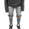 Männer Jeans 2021 Gothic Lange Männer Casual Slim Fit Zerrissene Dünne Distressed Löcher Denim Hosen Zerstört Streetwear