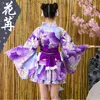 Japanese Floral Girls Costume Halloween Anime Cosplay Uniform Women Themed Party Outfit Sexy purple Sakura Kimono Fancy Dress