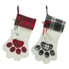 Juldekorationer hund Paw Snowflake Christmas Socks hänger Christams Tree Candy Present Bags Party Home Decor Drop Ship 110206