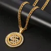 high quality iced out sparking bling hip hop Pendant Necklaces women men jewelry choker Link chain gold silver US Dollar necklace Jewellry