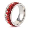 moda elegante de 8 mm de ancho amor princesa de acero inoxidable anillos bling del cristal rojo