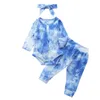 Baby Jumpsuits Infant Boy Designers Ubrania Tiedye Dziecięce Ubranie dziecięce z kapturem Rompers Sweter Spods Legginsy Pałąk głowa Bodysuits S8017145