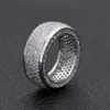 Hip hop En Acier Inoxydable Zircone Cubique Anneaux Glacé De Haute Qualité Micro Pave CZ Bague Femmes Hommes Or Argent Plaqué Bague5437381