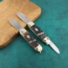 小さなオヒョウ多機能折りたたみナイフ 1.4116 ドイツ鋼真鍮 + 枝角ハンドル屋外キャンプ狩猟釣り EDC フルーツ
