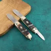 Small Halibut Multifunctional Folding Knife 1.4116 German Steel Brass + Antler Handle Outdoor Camping Hunting Fishing EDC Fruit