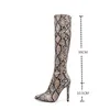 Färger 2020 Mixed Thin Knight Knee-High Heels Boots Fashion Quality Leather Woman Snake Grain 506
