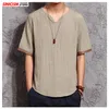 Sinicism Winkel Mannen Katoen Linnen Vintage 5XL Tshirts Mannen Zomer Casual T-shirts Mannelijke Korte Mouw Chinese Stijl Tees Kleding 20201