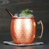 4 peças 550ml 18 onças moscow mule caneca de aço inoxidável martelado cobre banhado a cerveja copo de café bar drinkware293w