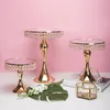 Gold Kristall Kuchen Ständer Set Galvanik Gold Spiegel Gesicht Hochzeit Party Tisch Dekor Candy Bar Tisch Dekorieren Werkzeuge