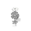 Auténtica Plata de Ley 925, anillo de flores de esmalte blanco para Pandora, joyería de anillo de bodas para mujeres hermosas con caja Original