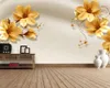 Niestandardowe 3d fotografii tapety złoty 3d tłoczone dom i bogaty kwiaty tło ściana romantyczny kwiatowy 3d tapety