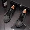 Nowa moda męska urok Rhinestone Płaskie Buty Platformowe Luksusowe Projektant Hip-Hop Rock Punk Mokasyny Sneakers Zapatos Hombre