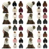Criss Cross Pom Pom PonyTail Beanies 16色女性冬のハイバンニットハットデタッチ可能なポンポムパーティーハットCCA12560 30P6610475