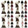 Criss Cross Pom Pom Ponytail Beanies 16 Colors Dames Winter High Bun Gebreide hoed Afneembare Pompom Beanies Party Hoeden CCA12560 30p7752299