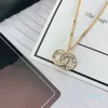Brass classic necklace French Couture CZ Cubic Zirconia letter pendant necklace fashion women039s sweater chain8445184