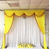 Желтый ледяной шелк 3mx3m с кисточками Swags Drapes Свадьба фон Занавес Вечерина Сцена фон Занавес Свадебная декоркация