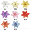 10pcs 12cm Glitter Artificial Flower Christmas Wreath Decoration Poinsettia Fake Flower for Wedding Party DIY Xmas Tree Ornament1283e