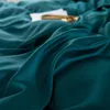 OLOEY SATIN SILK Pościel Zestaw Prestiżowy Haft Bed Set Solid Color Golden Rim Duvet Cover Arkusz Królowa Królowa Rozmiar T200822