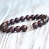 MG0744 Bracciale da donna con granato di grado A, pietra preziosa naturale, braccialetto di buona fortuna, ciondolo con fiore di loto, braccialetto energetico yoga