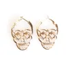 Vintage Gothic Skull Skeleton Earring Antique Silver Gold Skull Hoop Earring Halloween Jewelry for Women Girlls