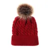 Moda Dzieci Skręcone Dzianiny Solidne Kolory Czapki z Pm-Pom Ball na 0-2 lata Dziecko Ciepły Cute Winter Hat