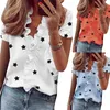 Damesblouses Overhemden Zomer Roes Sterren Letterprint Tops en blouse voor dames Elegant Vrije tijd Top 2021 Sexy V-hals Korte mouw Blusas