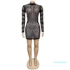 Hot Sale-Women Ny stil Sexig nattklubb Modig uppsättning Auger Round Collar European och American Wind Dresses