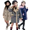 2020 Autumn Winter Girls Hairy Coat Fashion Design Long Coat for Girls Kids Outerwear Grid pattern 4 to 12 years old LJ200828