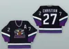 27 Dave Christian Minnesota Moose Black Hockey Jersey Фильм Хоккейные майки Все сшитые черные Бесплатная доставка