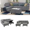 Europea moderna di lusso e americano, Soft Divani letto Set con chaise lounge e stoccaggio ottomano Nail Testa Grigia Living Room Furniture ST000004A