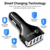 Ny QC 3.0 Billaddare 4 USB-portar Snabb laddning Strömadapter Laddare Vehicle Portable Fast Laddning för Samsung Google med paket