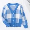 Baby Boy Girl Coat Toddler Clothes Grid Knit Cardigan Kids Cotton Jackets Coat