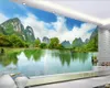 Romantiskt landskap 3d väggmålning tapet HD Guilin berg och klart vatten landskap TV bakgrunds vägg atmosfärisk dekoration tapeter