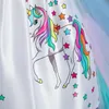 Rainbow Cake Girls Unicorn платье длинное хвостовое платье платье девочка принцесса день рождения вечеринка бальное платье детская лошадь одежда для волос LJ200923