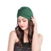 ファッション伸縮性ターバン帽子ケミコキャップイスラム教徒インディアンアラビアedプリーツヘッドラップボンネット24pcs lot296g