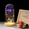 Medium Red Rose In A Glass Dome On A Wooden Base For Valentine's Gifts LED Rose Lamps Christmas279x