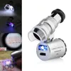 60X Mini Microscópio Joalheiro Lupa Lente Iluminada Lupa Vidro 3 LED Com Luz UV2018911466