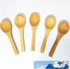 9 cm mini drewniana łyżka bambusa piękne przyprawy lody łyżki do drewna flatware 100 szt / lot