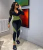 Roupa de 2 peças para mulheres agasalho moletom jogging femme zíper decote em v top lápis leggings conjunto fitness Chandal Mujer